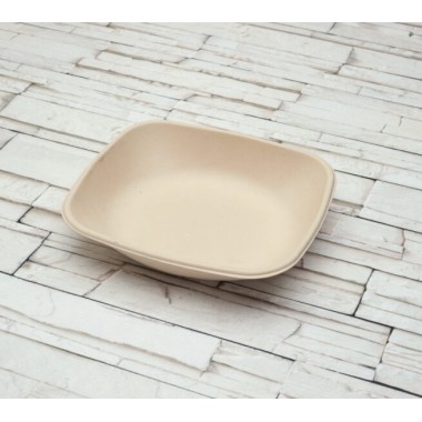 Ecobioshopping - Assiette rectangulaire Nature 600 ml en cellulose - 125 pièces - 14968