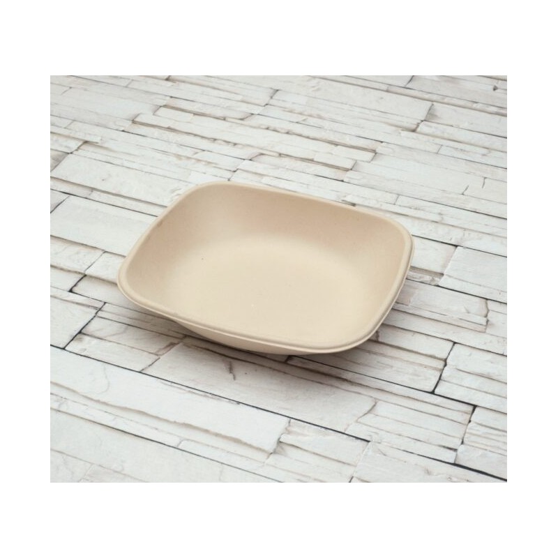 Ecobioshopping - Assiette rectangulaire Nature 600 ml en cellulose - 125 pièces - 14968