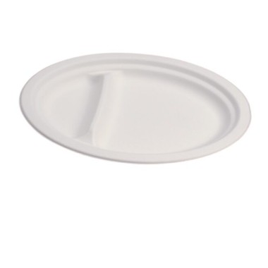 Ecobioshopping - Assiette ovale à deux compartiments 26x19 cm en cellulose - 50 pièces - 12349