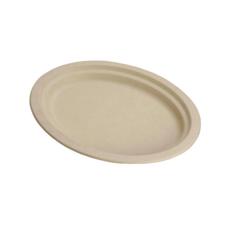 Ecobioshopping - Assiette ovale Nature 26x19 cm en cellulose - 50 pièces - N153