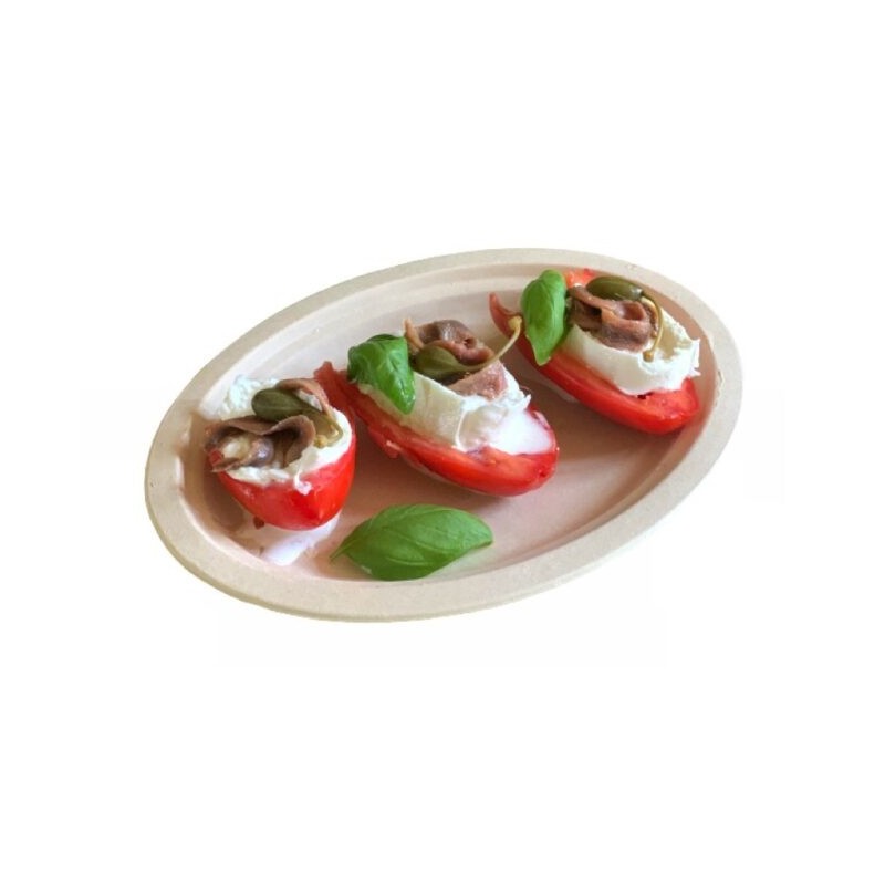 Ecobioshopping - Assiette ovale Nature 26x19 cm en cellulose - 50 pièces - N153