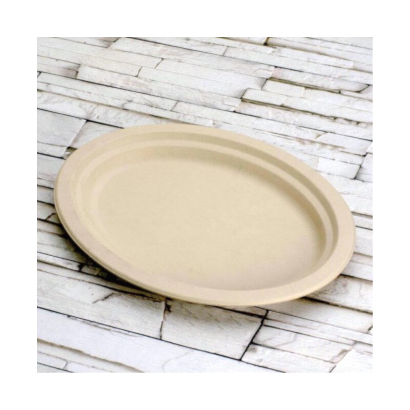 Ecobioshopping - Assiette ovale Nature 26x19 cm en cellulose - 50 pièces - N153