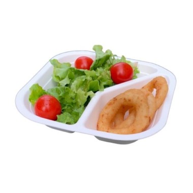Ecobioshopping - Assiette 17x17 cm à deux compartiments en cellulose - 50 pièces - 11978