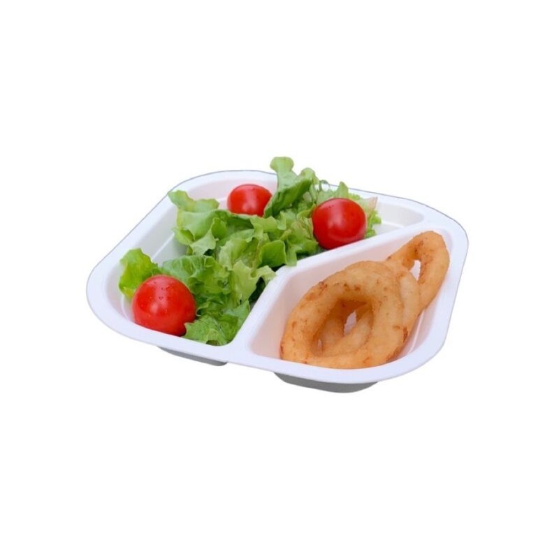 Ecobioshopping - Assiette 17x17 cm à deux compartiments en cellulose - 50 pièces - 11978