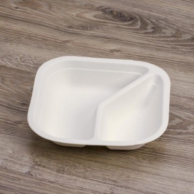 Ecobioshopping - Assiette 17x17 cm à deux compartiments en cellulose - 50 pièces - 11978