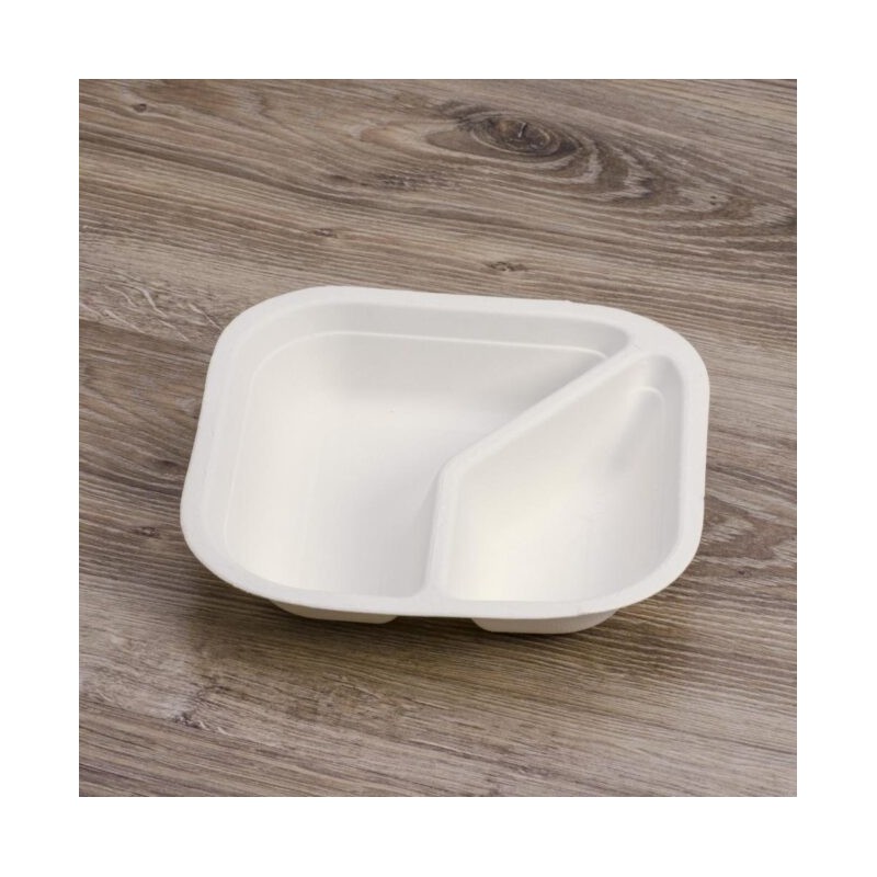 Ecobioshopping - Assiette 17x17 cm à deux compartiments en cellulose - 50 pièces - 11978