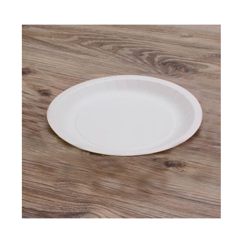 Ecobioshopping - Assiette plate en carton rigide de 18 cm - 50 pièces - 213-BIO-00