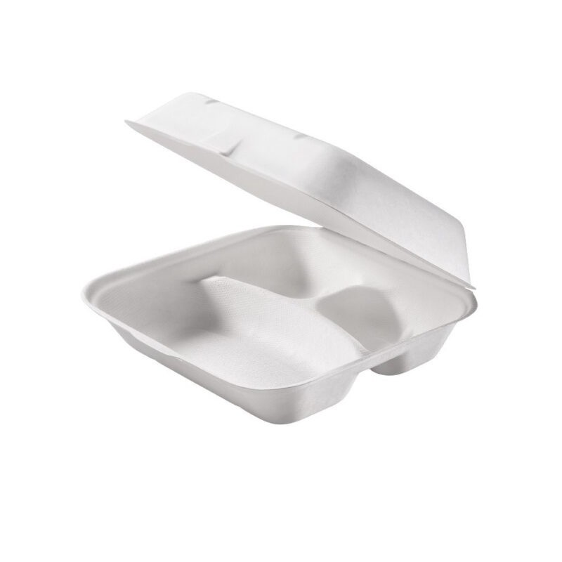 Ecobioshopping - Boîte alimentaire 23,5x19,5x7,5 cm à trois compartiments - 125 pièces - 3468