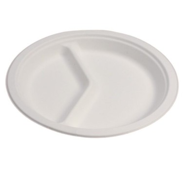 Ecobioshopping - Assiette plate à deux compartiments de 26 cm en cellulose - 50 pièces - 10761