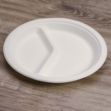 Ecobioshopping - Assiette plate à deux compartiments de 26 cm en cellulose - 50 pièces - 10761