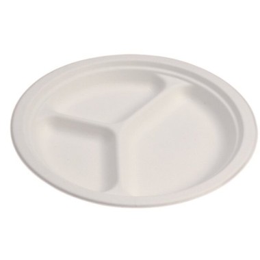 Ecobioshopping - Assiette plate à trois compartiments 26 cm en cellulose. - 50 pièces - 20829