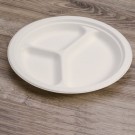 Ecobioshopping - Assiette plate à trois compartiments 26 cm en cellulose. - 50 pièces - 20829