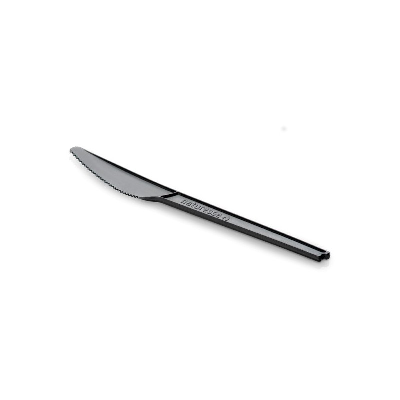 Ecobioshopping - Couteau Standard Noir 16 cm en PLA - 50 pièces - 16577