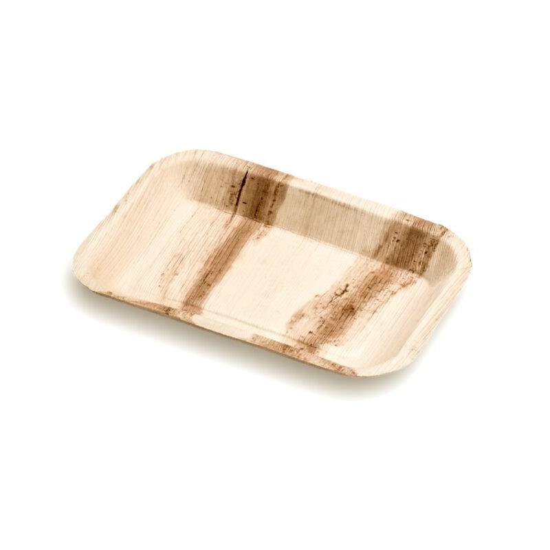 Ecobioshopping - Plateau rectangulaire 23x15 en feuille de palmier - 100 pièces - 5034