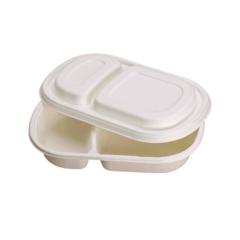 Ecobioshopping - Barquette à deux compartiments 690 ml avec couvercle inclus - 200 pièces - 5364