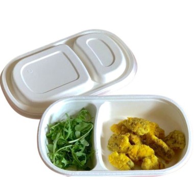 Ecobioshopping - Barquette à deux compartiments 690 ml avec couvercle inclus - 200 pièces - 5364