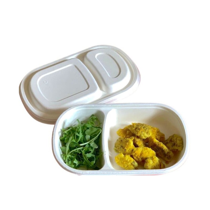 Ecobioshopping - Barquette à deux compartiments 690 ml avec couvercle inclus - 200 pièces - 5364