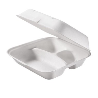 Ecobioshopping - Boîte alimentaire 23,5x19,5x7,5 cm à trois compartiments - 250 pièces - 3468