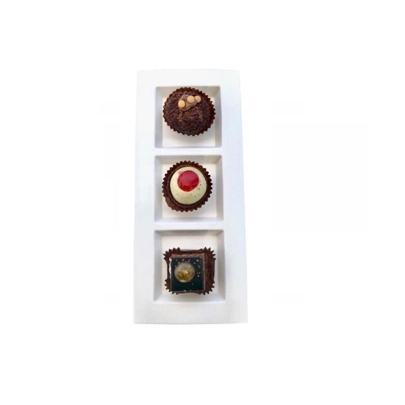 Ecobioshopping - Plateau Dedra trois compartiments 26x11 cm en cellulose - 450 pièces - N464