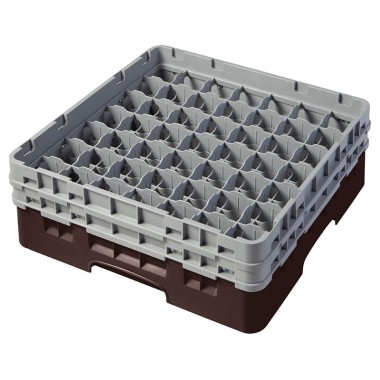 Dbmark - Casiers de lavage - 49 compartiments verres et verres à pied - Haut max 13,3 cm - 50 x 50 x 18,4 cm - Brun - 49S434167