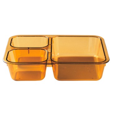 Dbmark - Plateau 3 compartiments résistante à haute température - 22,1 x 16 x 4,8 cm - Ambre - 853FH150