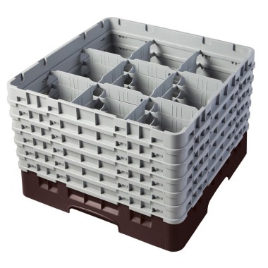 Dbmark - Casiers de lavage - 9 compartiments verres et verres à pied - Haut max 29,8 cm - 50 x 50 x 34,9 cm - Brun - 9S1114167