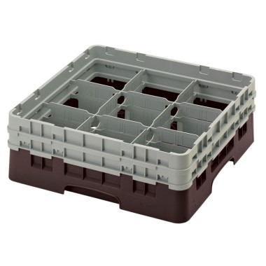 Dbmark - Casiers de lavage - 9 compartiments verres et verres à pied - Haut max 13,3 cm - 50 x 50 x 18,4 cm - Brun - 9S434167