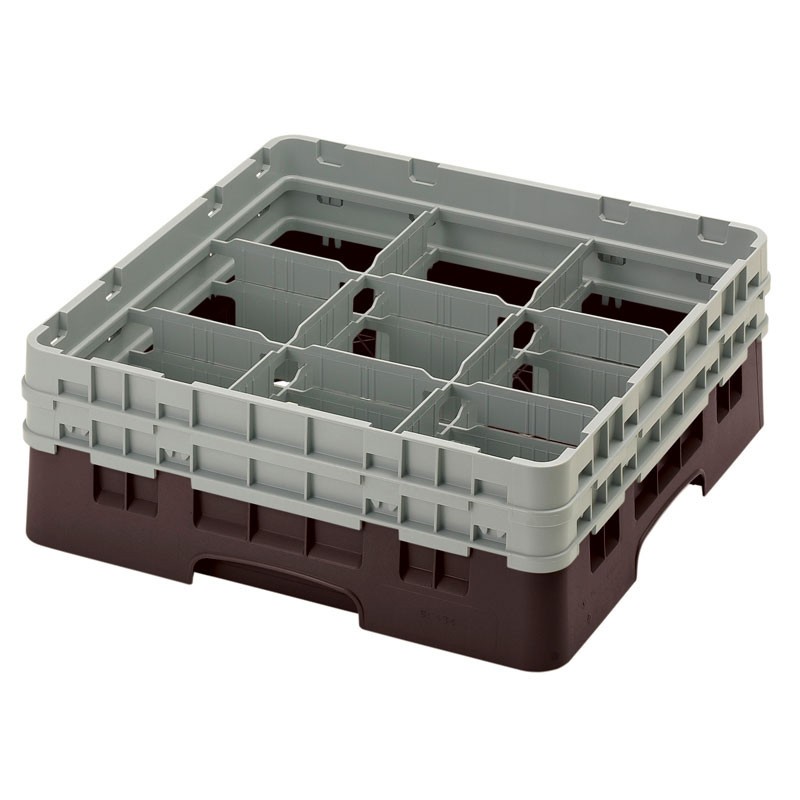 Dbmark - Casiers de lavage - 9 compartiments verres et verres à pied - Haut max 13,3 cm - 50 x 50 x 18,4 cm - Brun - 9S434167