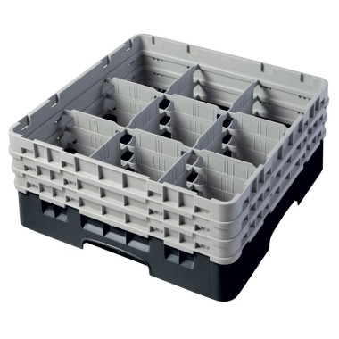 Dbmark - Casiers de lavage - 9 compartiments verres et verres à pied - Haut max 17,4 cm - 50 x 50 x 22,5 cm - Noir - 9S638110