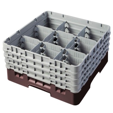 Dbmark - Casiers de lavage - 9 compartiments verres et verres à pied - Haut max 17,4 cm - 50 x 50 x 22,5 cm - Brun - 9S638167