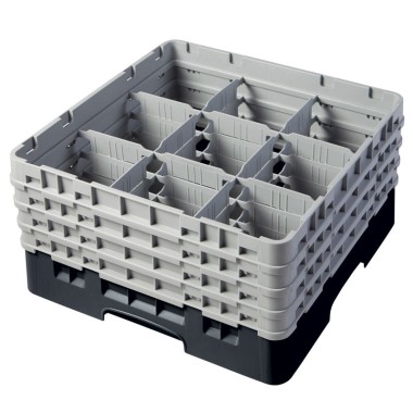 Dbmark - Casiers de lavage - 9 compartiments verres et verres à pied - Haut max 21,5 cm - 50 x 50 x 26,7 cm - Noir - 9S800110