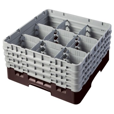 Dbmark - Casiers de lavage - 9 compartiments verres et verres à pied - Haut max 21,5 cm - 50 x 50 x 26,7 cm - Brun - 9S800167