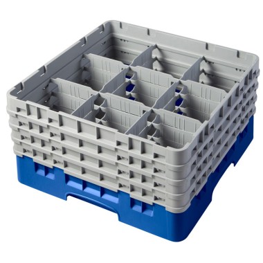 Dbmark - Casiers de lavage - 9 compartiments verres et verres à pied - Haut max 21,5 cm - 50 x 50 x 26,7 cm - Bleu - 9S800168