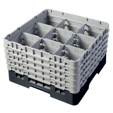 Dbmark - Casiers de lavage - 9 compartiments verres et verres à pied - Haut max 25,7 cm - 50 x 50 x 30,8 cm - Noir - 9S958110