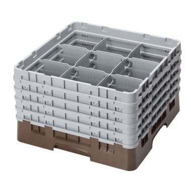 Dbmark - Casiers de lavage - 9 compartiments verres et verres à pied - Haut max 25,7 cm - 50 x 50 x 30,8 cm - Brun - 9S958167