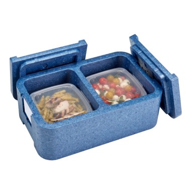 Dbmark - Boîte de livraison repas - 2 compartiments - 43,7 x 27,6 x 17,5 cm/22,6 x 18,3 x 10,9 cm - Bleu - EPPMDB4428159