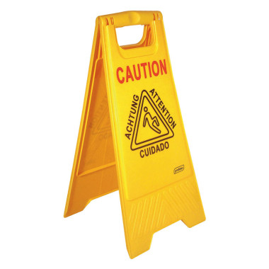 Dbmark - Panneau d'avertissement multilingue "sol humide" - 28 x 4 x 60 cm - Jaune - FS-1001-YEL