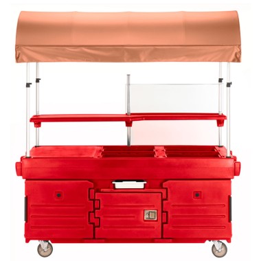 Dbmark - Chariot Camkiosk avec 4 cuves pour bacs GN et auvent - 216 x 85 x 239 cm - KVC854C158