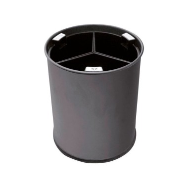 Dbmark - Corbeille 13L tri sélectif (3 compartiments noirs) - 25,5 x 25,5 x 30,8 cm - WB-1252-BLA
