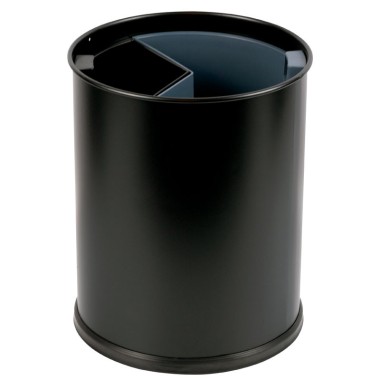 Dbmark - Corbeille 13L tri sélectif (2 compartiments gris ETnoirs) - 25,5 x 25,5 x 30 cm - WB-1253-BLA