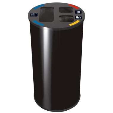 Dbmark - Collecteur 60L tri sélectif (3 compartiments) - 35,5 x 35,5 x 67 cm - WB-1271-BLA