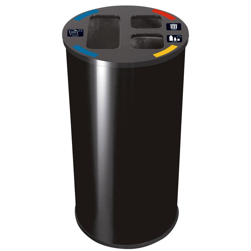 Dbmark - Collecteur 60L tri sélectif (3 compartiments) - 35,5 x 35,5 x 67 cm - WB-1271-BLA