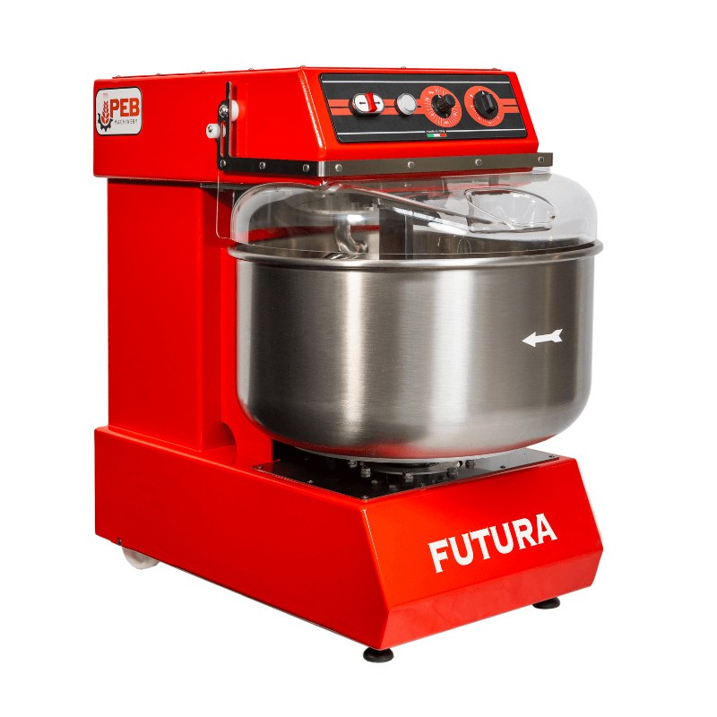 Peb Machinery - Pétrin à spirale rouge Futura40 - 40 kg -Triphasé - Futura40rougetriphase