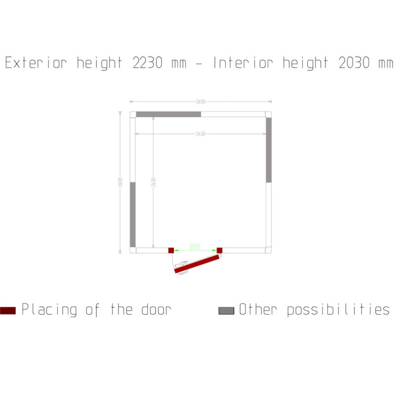 Diamond - Chambre ISO 100, dim. int. 2430 x 2430 xh 2030 mm  (11,99  m³) - C118A/10BF
