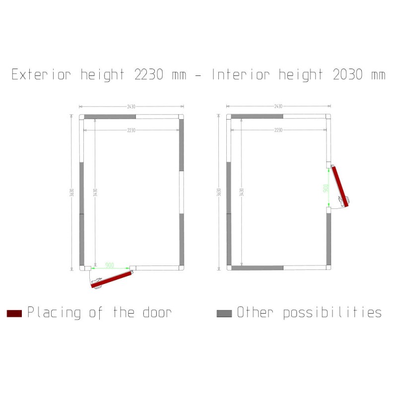 Diamond - Chambre ISO 100, dim.int.2230 x 3430 xh 2230 mm  (17,06 m³) - C1710/XBF