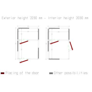 Diamond - Chambre combi ISO 100, dim.int. 2230 x 2030 & 2230 x 1230 xh 2230 mm  (10,09 + 6,12 m³) - C1710/XBF-COMBI