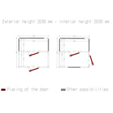 Diamond - Chambre combi ISO 100, dim. int. 2830 x 1430 & 2830 x 1230 xh 2230  mm  (9,02 + 7,76 m³) - C1810/XBF-COMBI