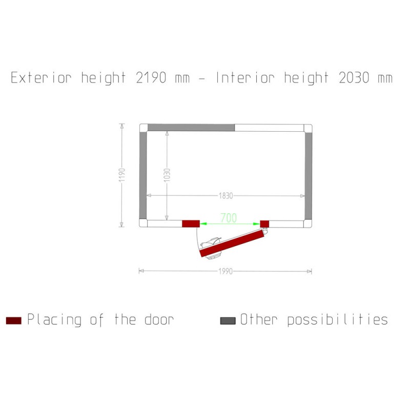 Diamond - Chambre ISO 80, dim. int. 1830 x 1030 xh 2030 mm  (3,83 m³) - C37B/BF