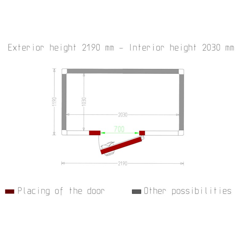 Diamond - Chambre ISO 80, dim. int. 2030 x 1030 xh 2030 mm  (4,24 m³) - C43B/BF