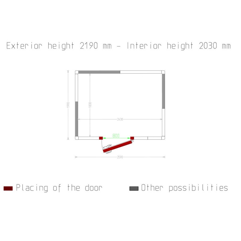 Diamond - Chambre ISO 80, dim. int. 2430 x 1830 xh 2030 mm  (9,03 m³) - C89A/BF